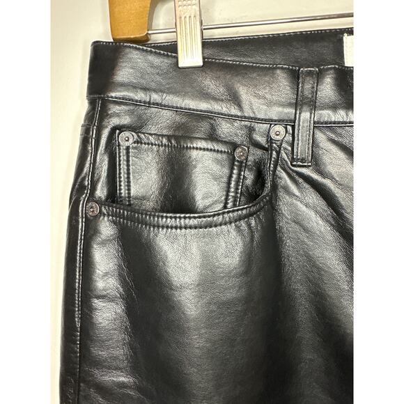 AGOLDE NEW 90s Pinch Waist Recycled Leather Size 31 Black Detox A164-1286 - Picture 5 of 11
